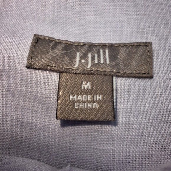 J‎ Jill Shirt Womens Medium Lavender Linen Band Collar Short Sleeve Button Up - Picture 3 of 10